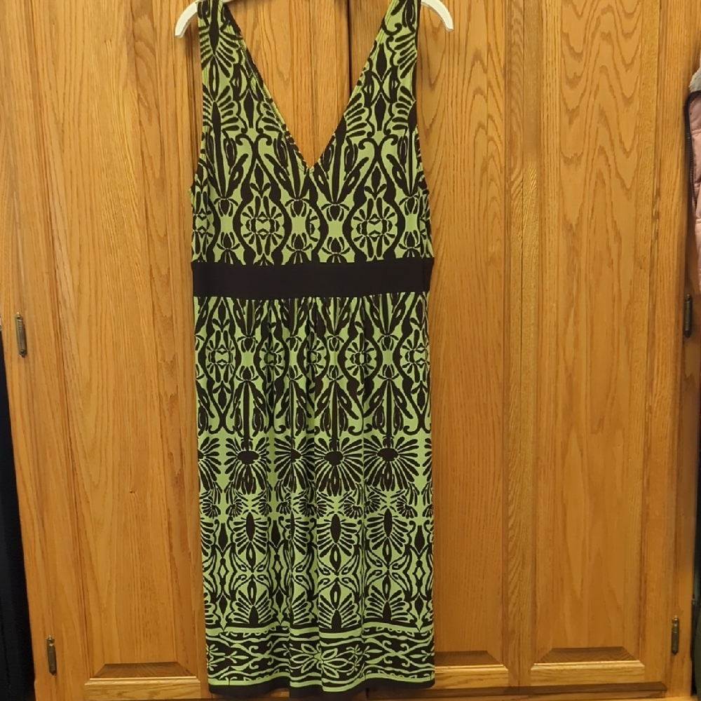 Green and Brown Patterned Women's Dress